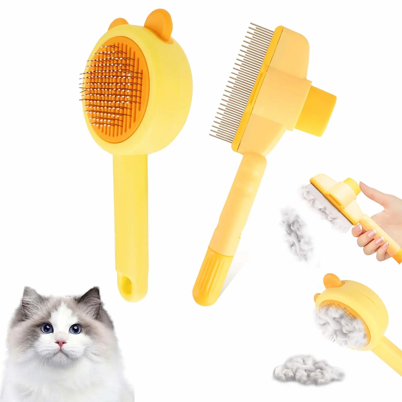 Brosses pour chat lot de 2, design doux, élimine poils morts