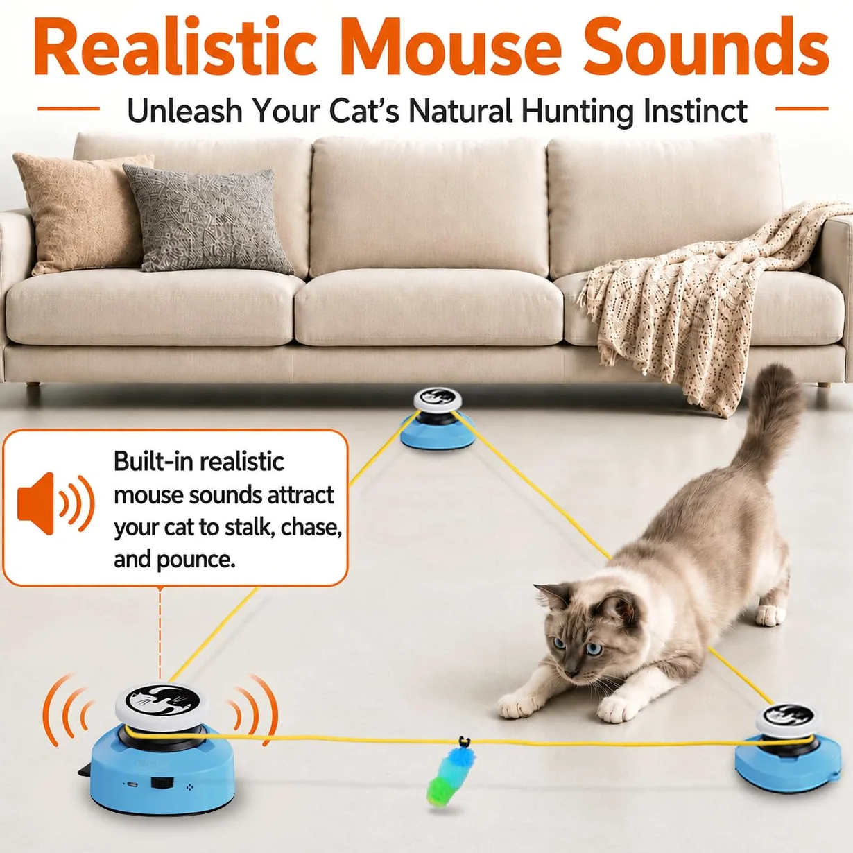 ITSHINY Jouet électrique pour chat, jouet interactif pour chat avec chemins de course réglables, modes automatique/manuel, rechargeable, pour jouer actif, santé