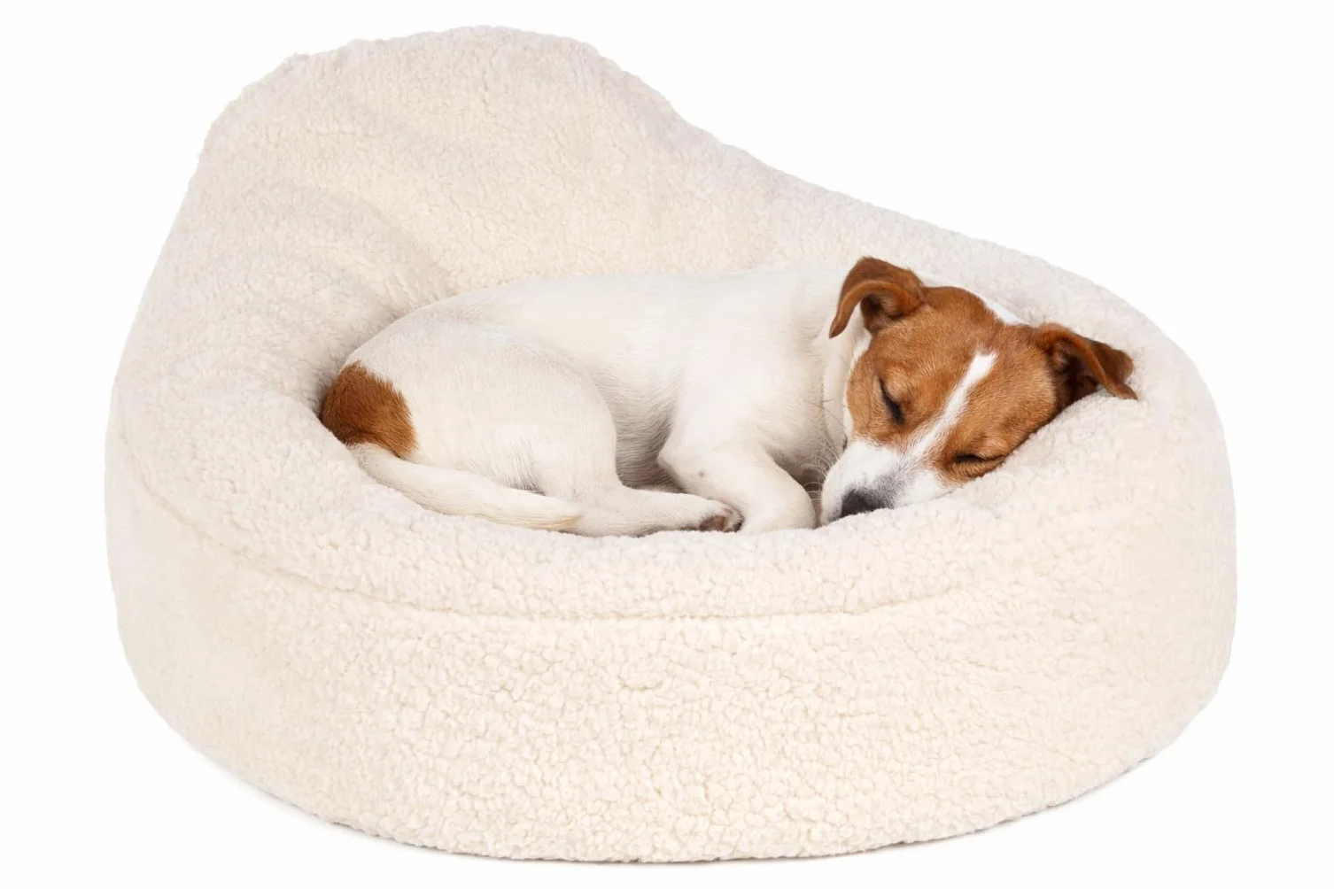 Panier Chien Chat Sofa Felpa Blanc 58x58x33 cm Coussin Peluche Doux Housse Amovible Lavable Base antidérapante