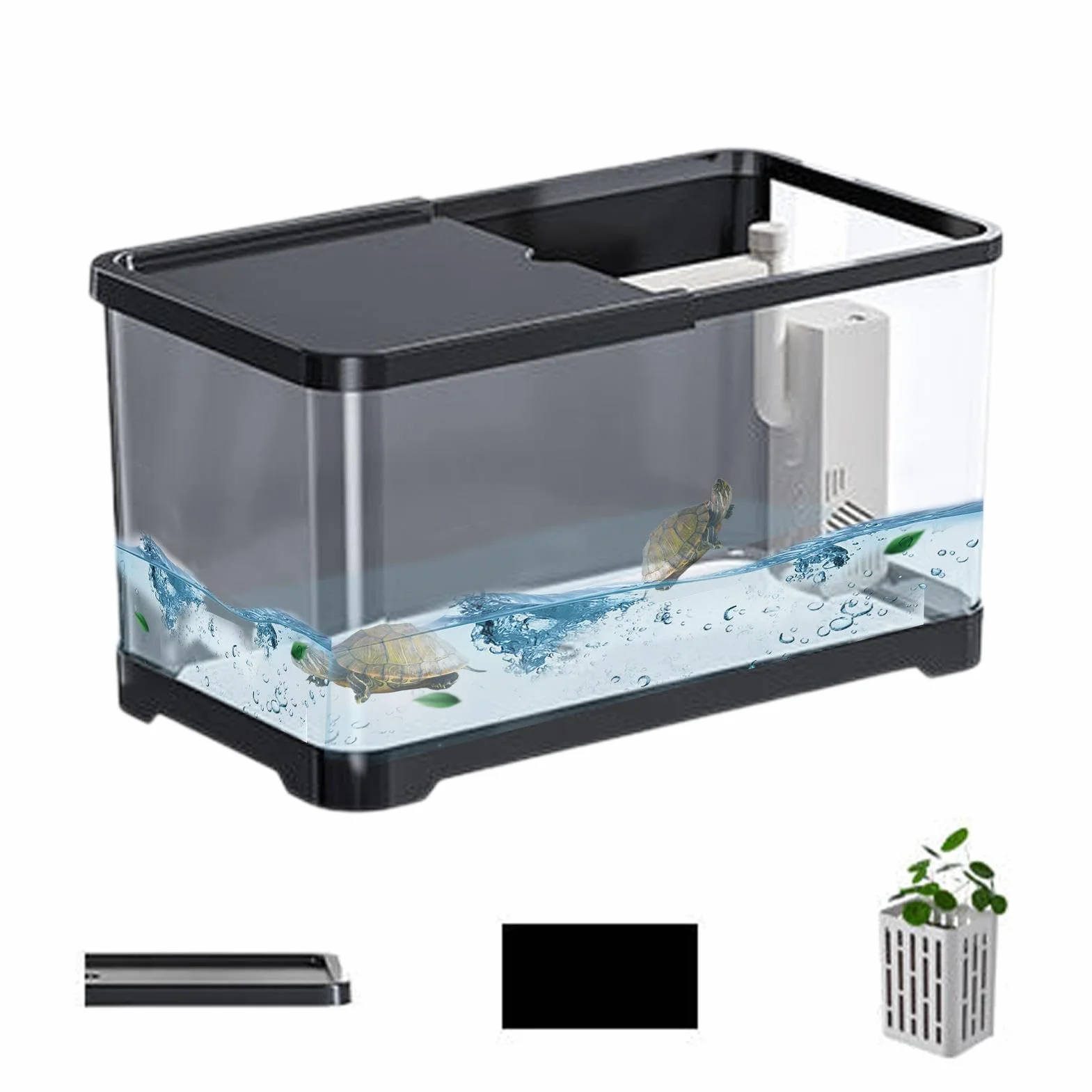 Kit de Démarrage d'Aquarium Polyvalent - Pour Poissons Rouges, Guppy - Petit Ensemble Décoratif d'Eau Salée
