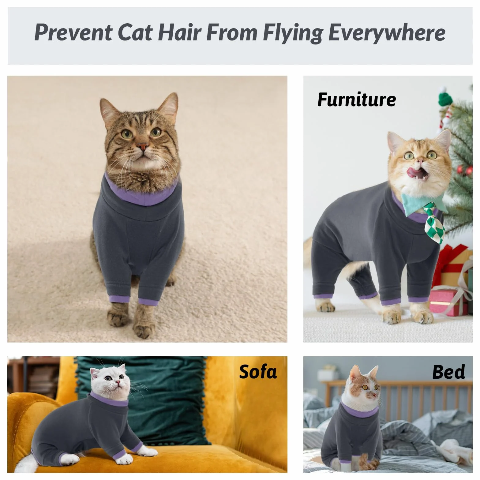Manteau Chaud d'Hiver pour Chats, Sweat-Shirt Pyjama Body Post Opératoire Noir M