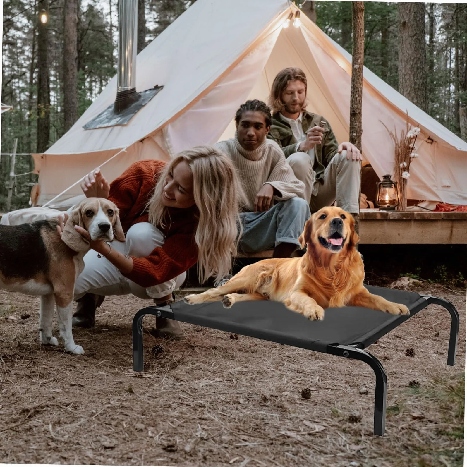 SUPVOX Transat Chien Intérieur Tissu Oxford Respirant Lit Surélevé Couverture Amovible Chiots Voyages