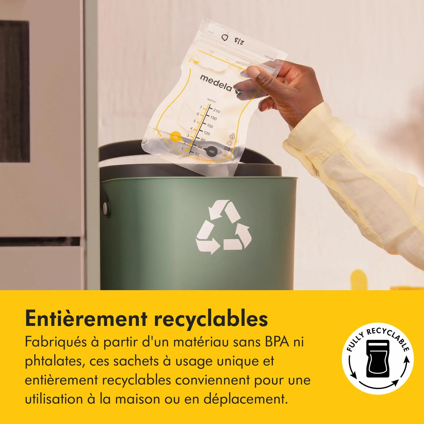 Medela sachets de conservation lait maternel Easy Pour 210 ml anti-fuite sans BPA jetables lot de 100