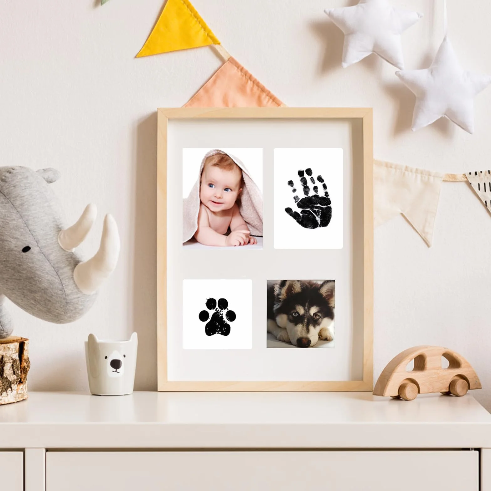 Kit Empreinte Bebe 8 Pièces avec Cadres Photo, Souvenir Nouveau-né