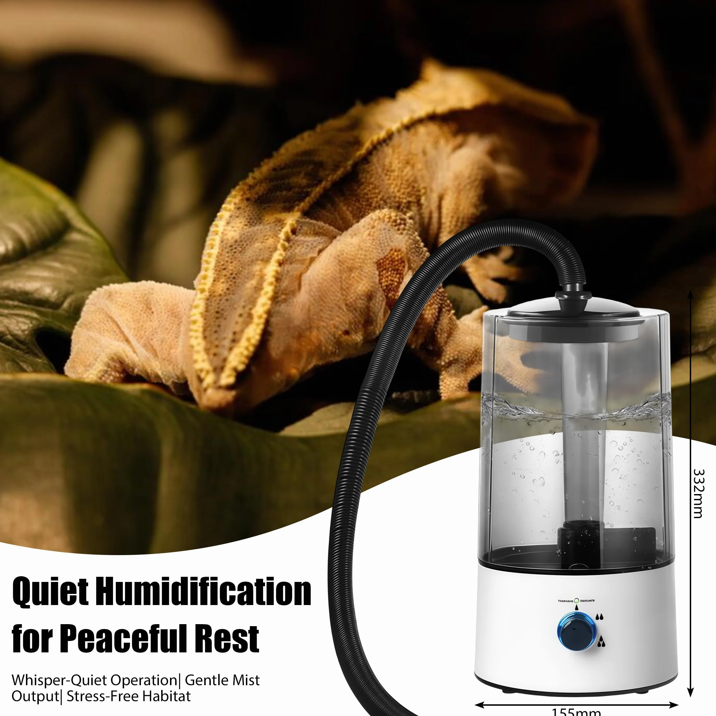 Humidificateur pour Reptiles 4L Brumisateur Terrarium Ultrason Silencieux avec Tuyau Réglable