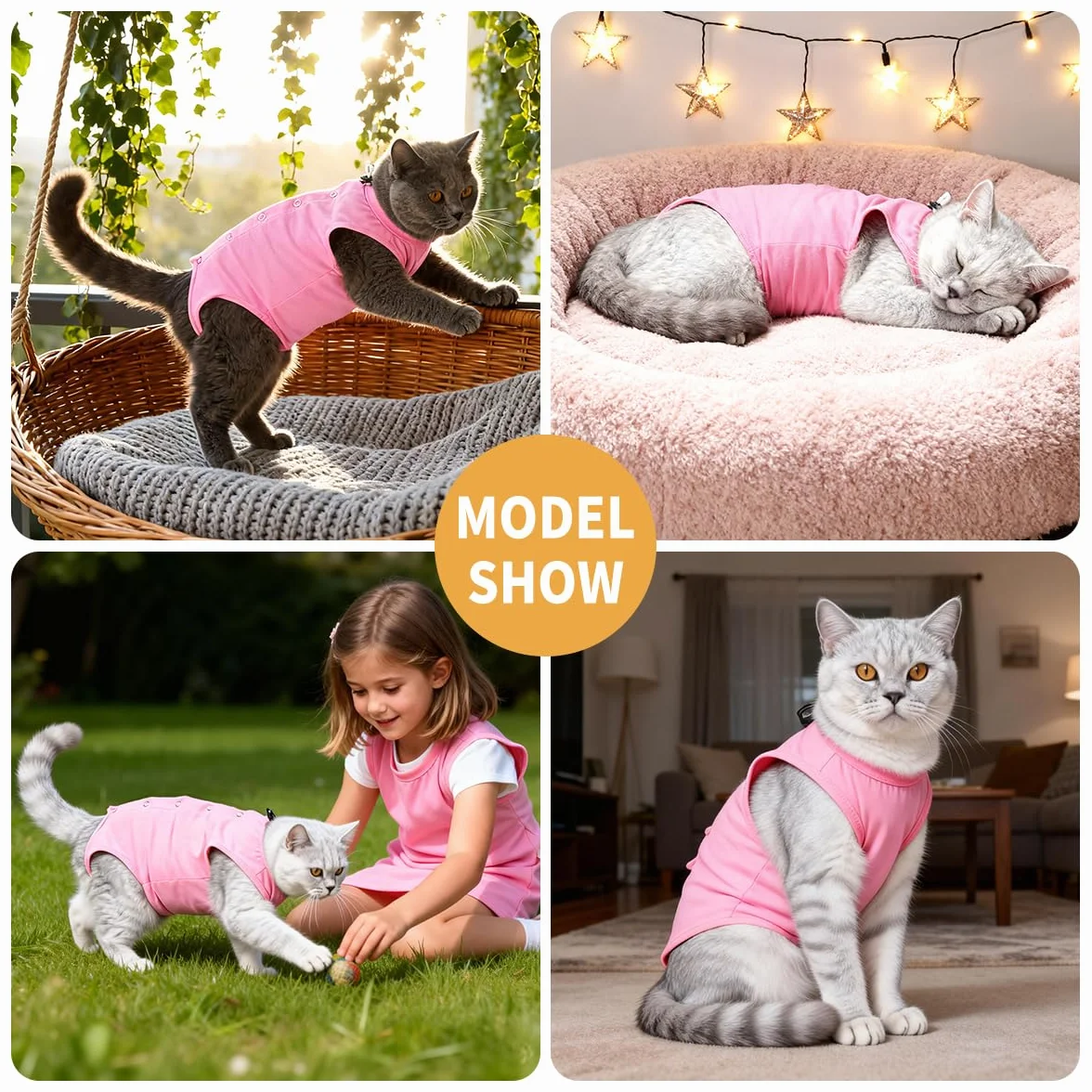 Combinaison de Récupération pour Chat Anti Léchage Bouton, Body Post Opératoire, Protection Post-Chirurgie