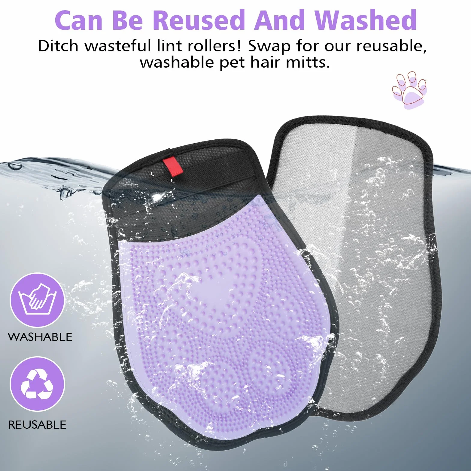 Zivacate Gant Anti Poils Animaux 2 en 1 Amélioré, Brosse Anti Poils Animaux Double Face Électrostatique