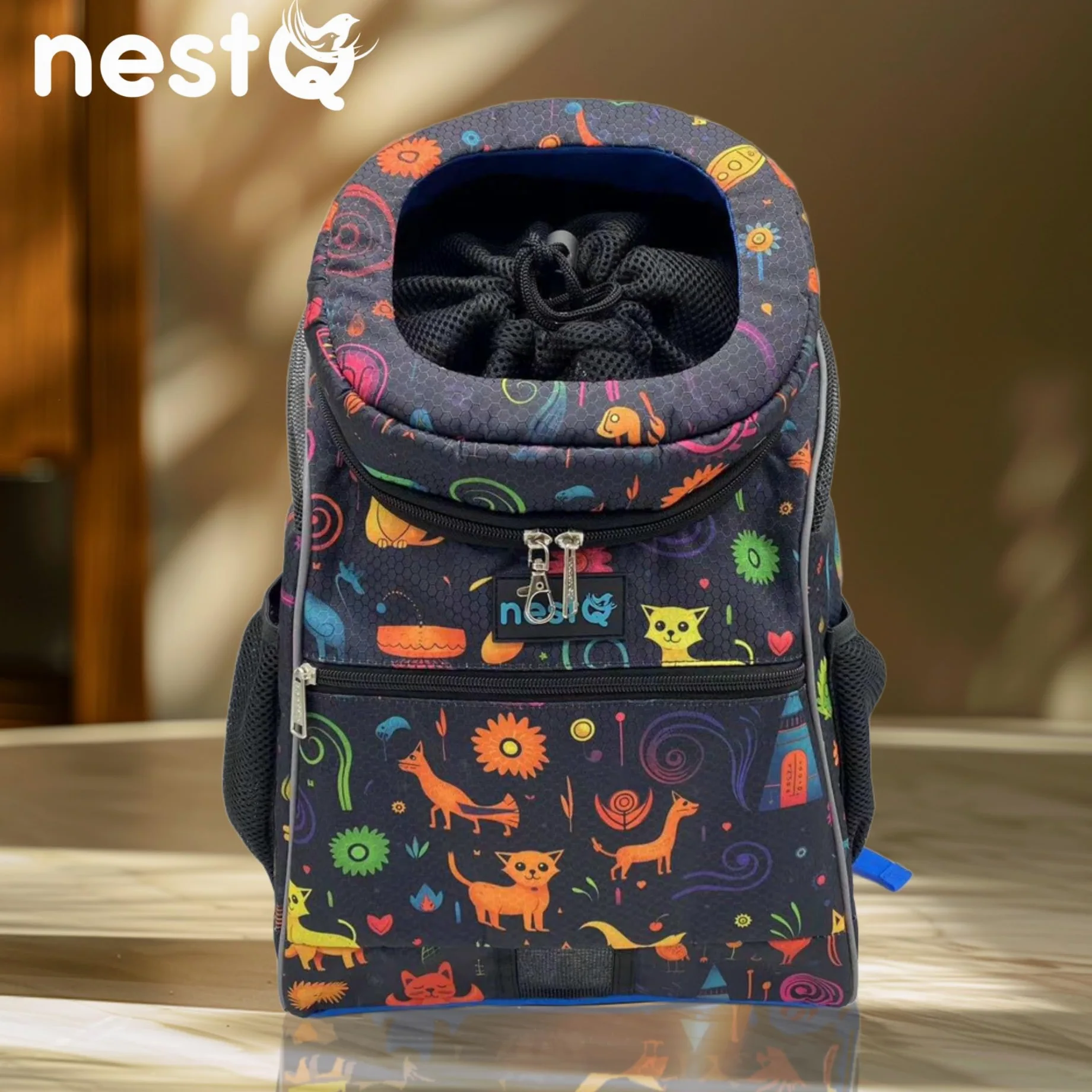 Sac à dos pour petits animaux de compagnie tels que chiens et chats jusqu'à 3 kg - Protection de la tête - Sac de voyage, transport chiots - Taille 43 x 30 x 20 cm