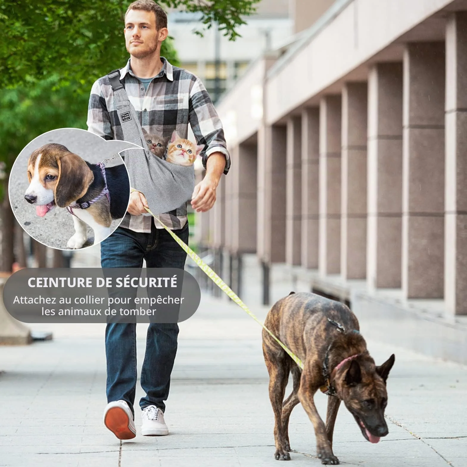 Sac de Transport en Bandoulière pour Animal de Compagnie Gris