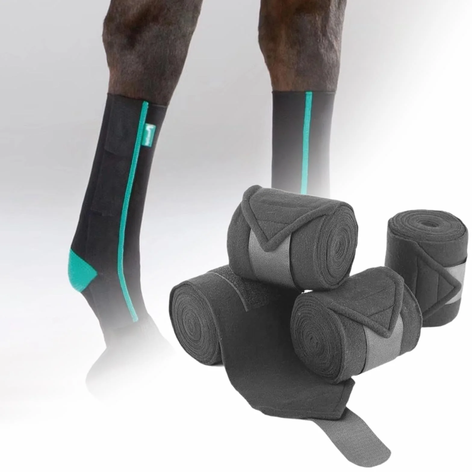 Baoblaze 4 Pièces Bandes de Soutien pour Chevaux Guêtres de Protection des Tendons en Tissu Polaire