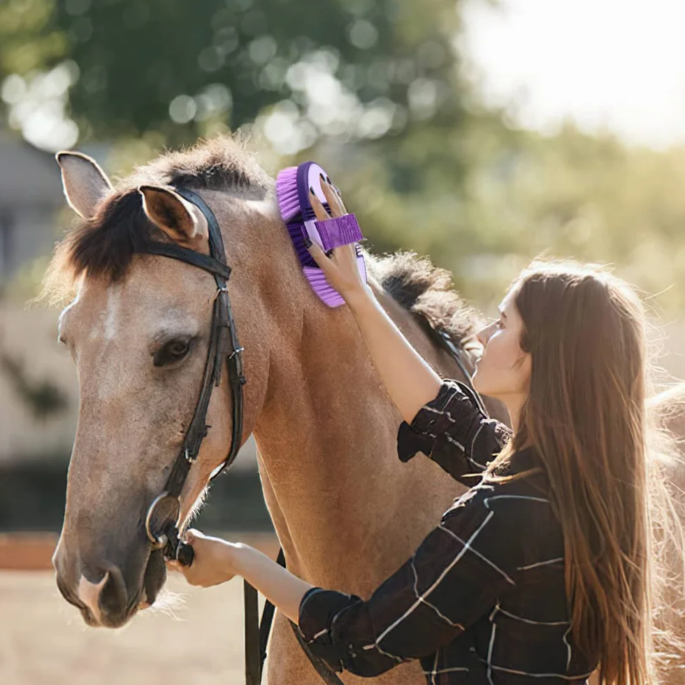 Brosse de Cheval Hillylolly Douce Poil Massage Pansage Chevaux Mue Racines Nettoyage