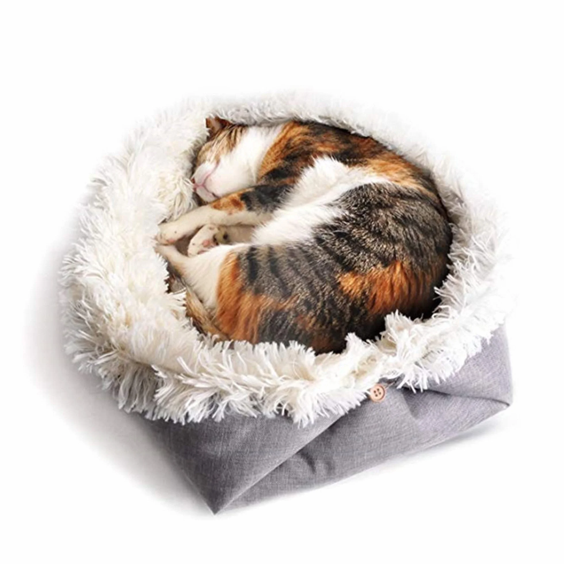 Lit pour Chat Chien 2 en 1 Panier Coussin Doux Confortable Nid Chiot Moelleux