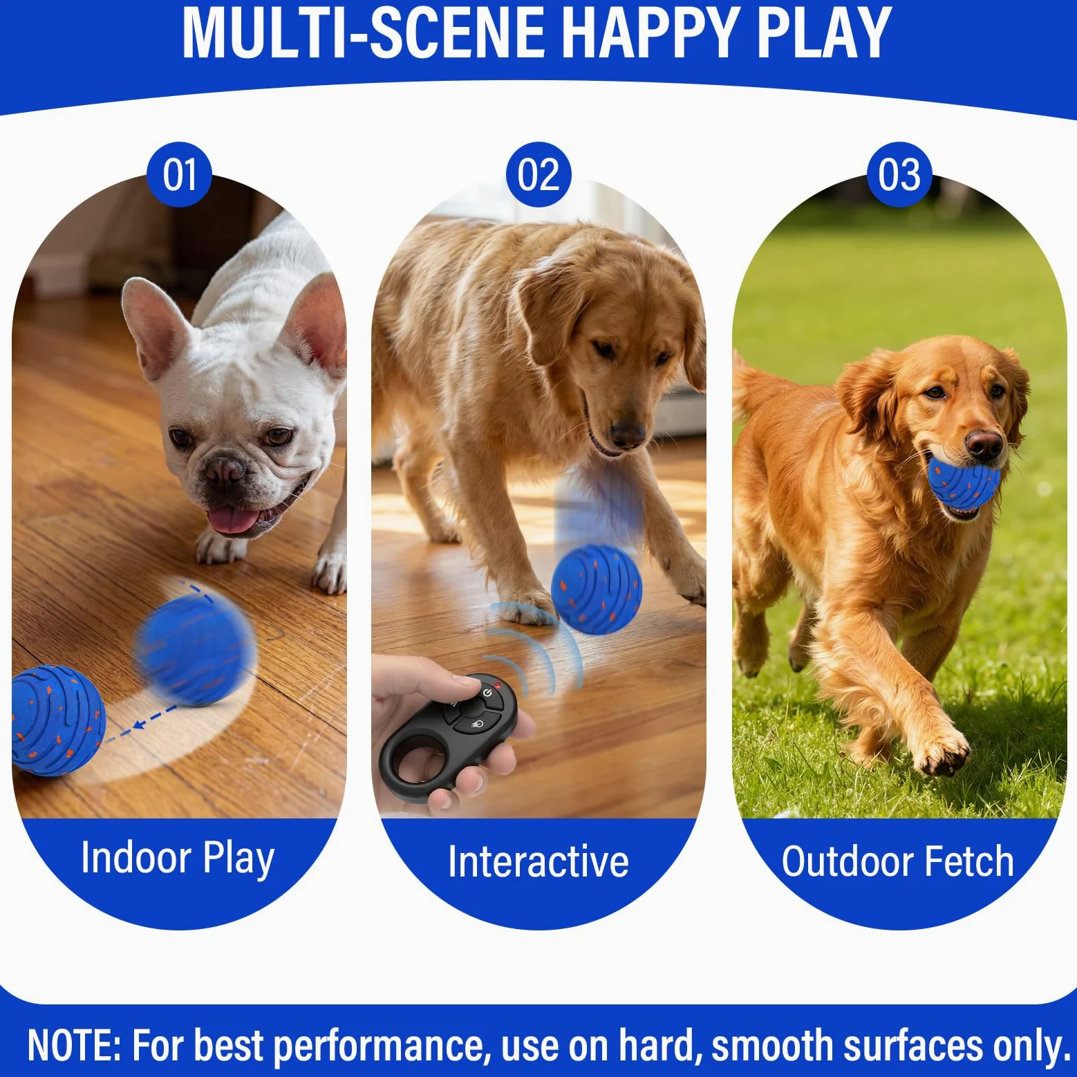 Balle interactive intelligente pour chien, mise à niveau automatique, 3 modes, balle mobile avec télécommande pour chiens de taille moyenne et grande, rechargeable et étanche, jouet E-TPU