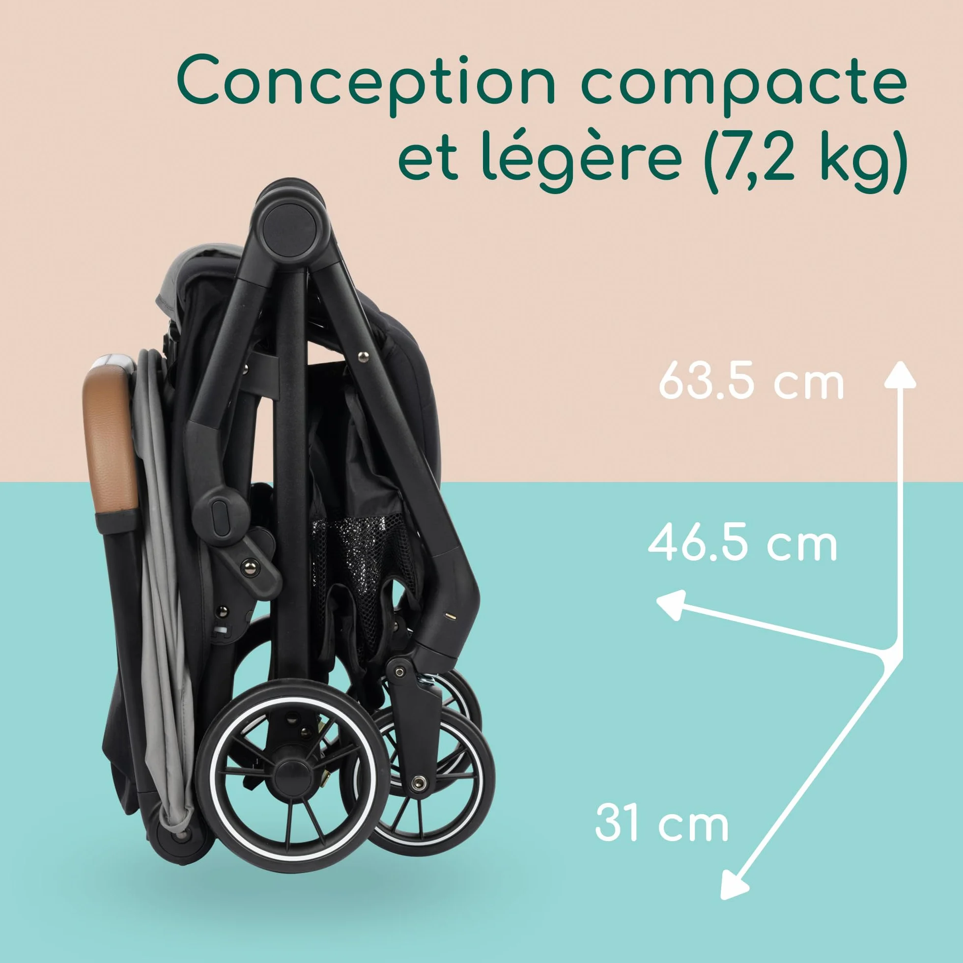 Bebeconfort Sunlite poussette canne compacte 0-4 ans 22 kg légère 7,2 kg 3 positions inclinaison inclinable d'une main grand panier Tinted Grey