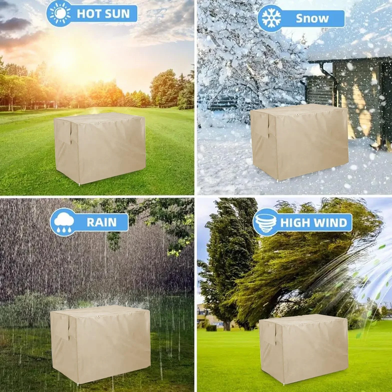 Housse Protection Cage Chien Imperméable Coupe-Vent Double Porte Noir Beige