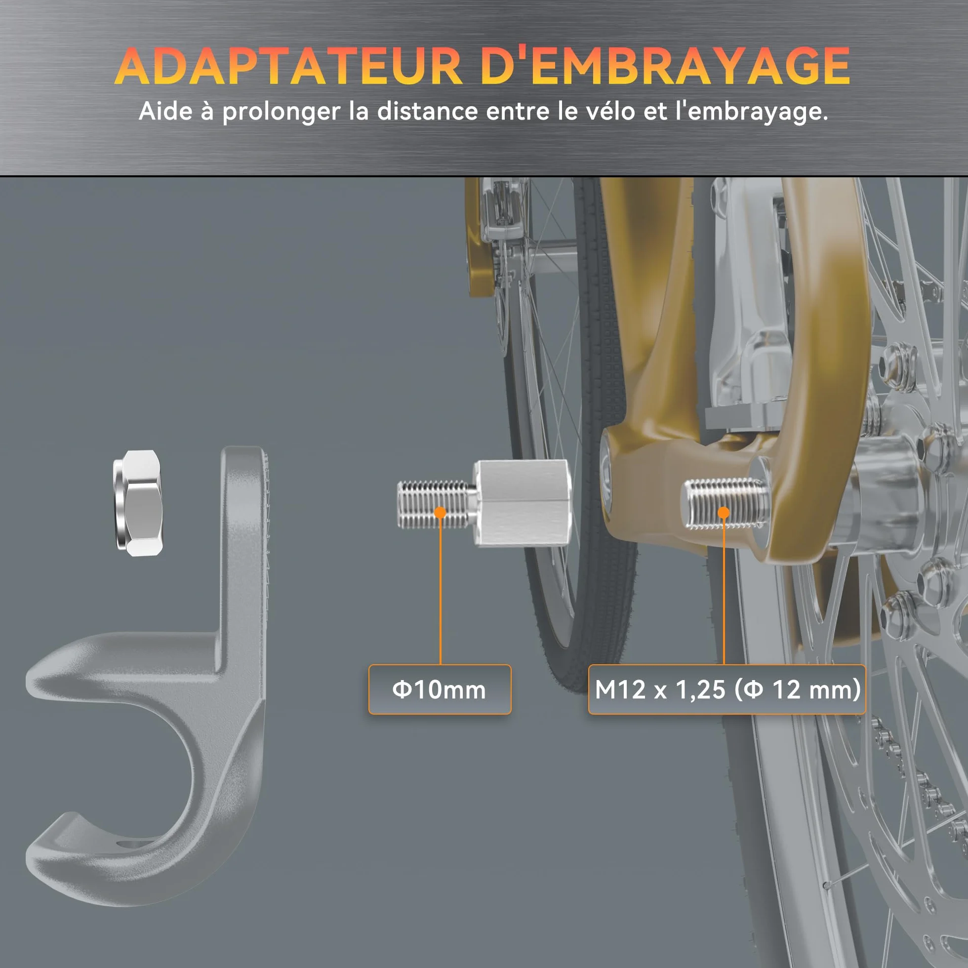 Adaptateur D'essieu de Vélo M12 X 1,25 Axe Traversant Connecteur Attelage Remorque Bicyclette