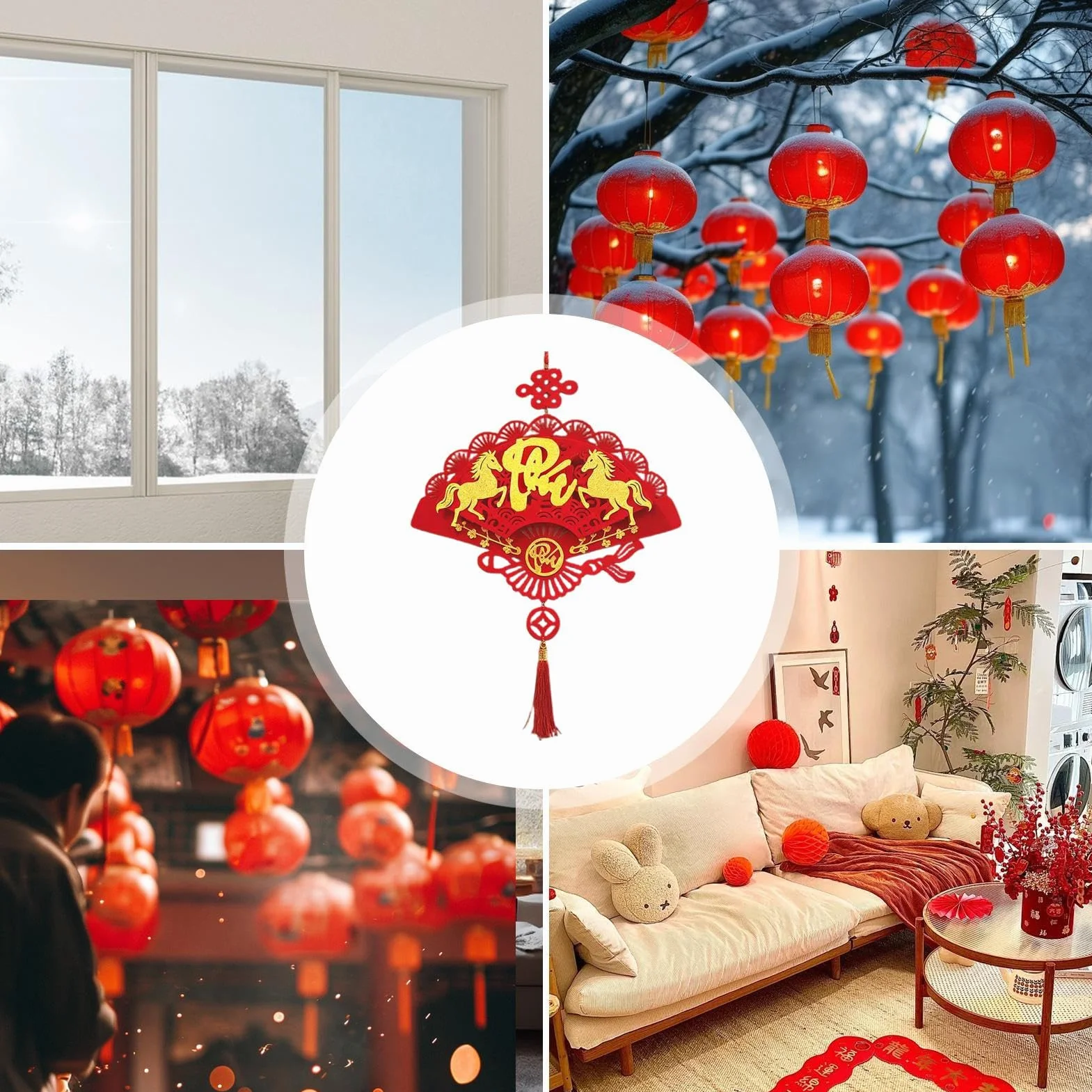 Pendentif année du Cheval 2026 - Signe du Zodiaque Chinois - Ornement Festif