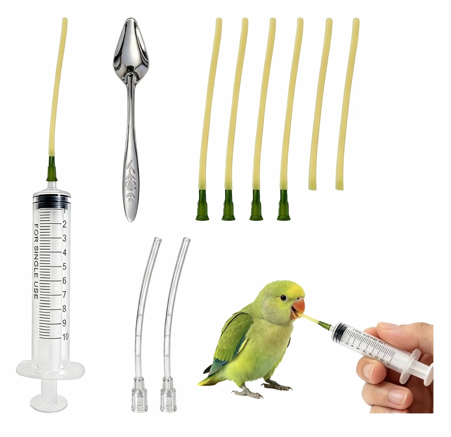 Lot de 15 seringues doseur précis 10 ml sans aiguille tuyaux silicone cuillère acier inoxydable alimentation main perroquets pigeons