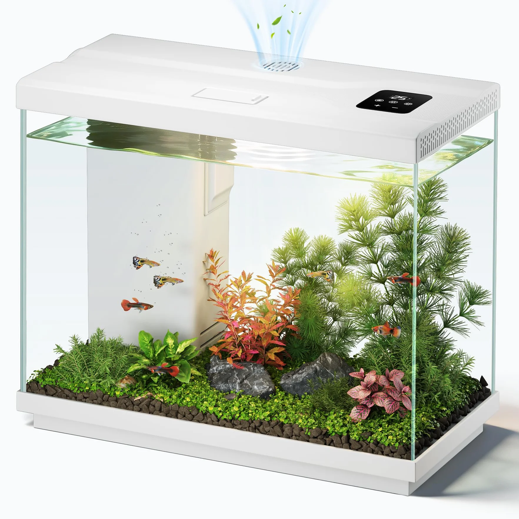 Petit Aquarium 8,3 L pour Combattant avec Filtre 4 en 1 et Pompe silencieuse, éclairage LED 8 Couleurs réglable