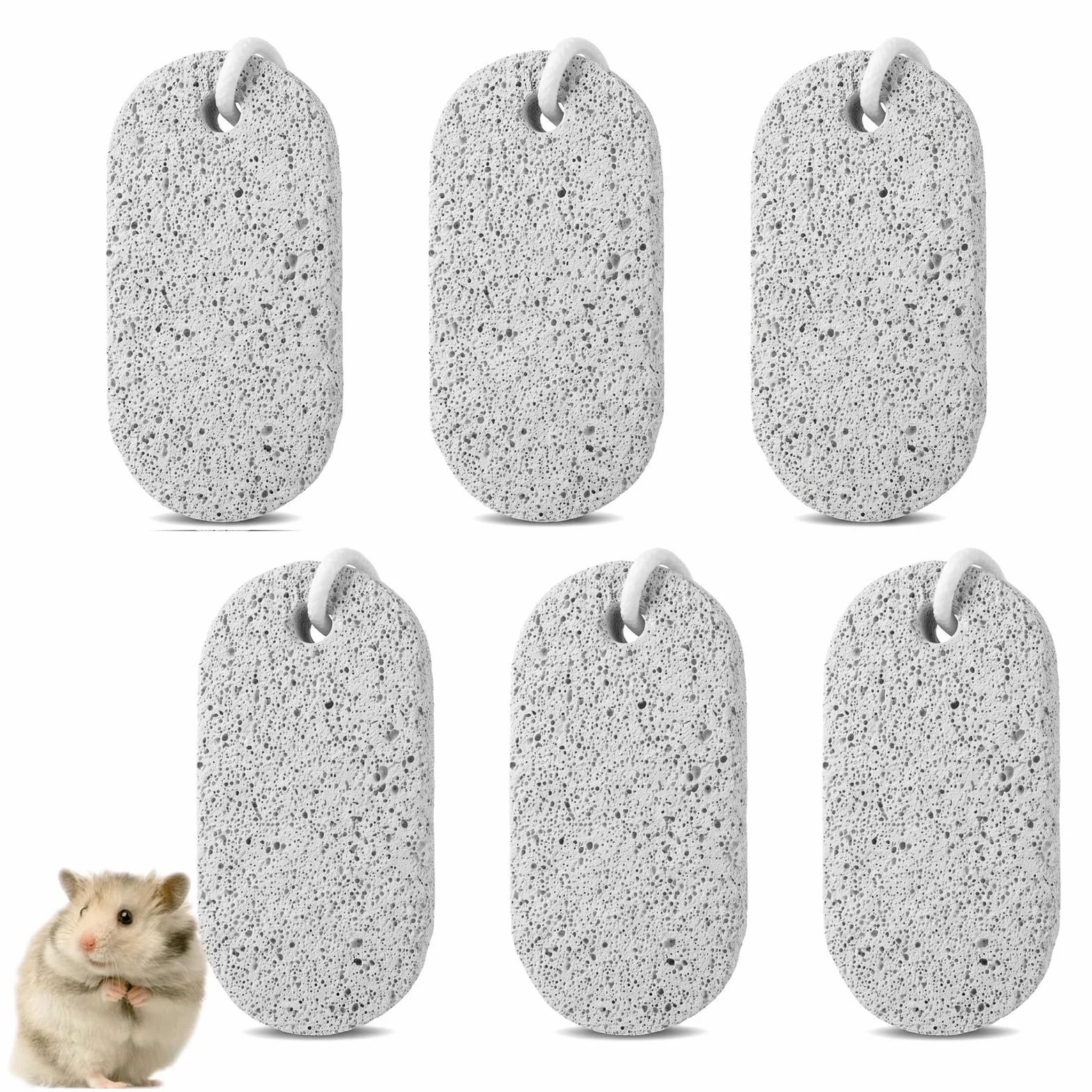 Pierre de Broyage Minérale 6 Pièces, Roche Volcanique Naturelle à Aiguiser les Dents des Animaux, Jouet pour Hamsters Lapins Perroquet