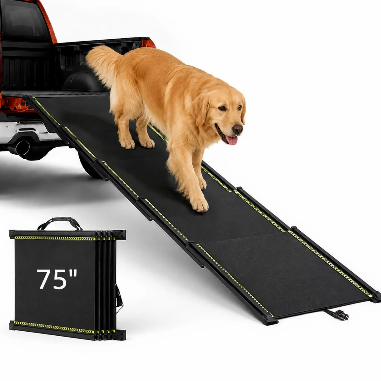 unipaws Rampe télescopique extra longue de 190,5 cm pour voiture, VUS et camion, rampe portable de 43,9 cm de large avec surface antidérapante, bandes réfléchissantes et pente douce pour chiens pesant