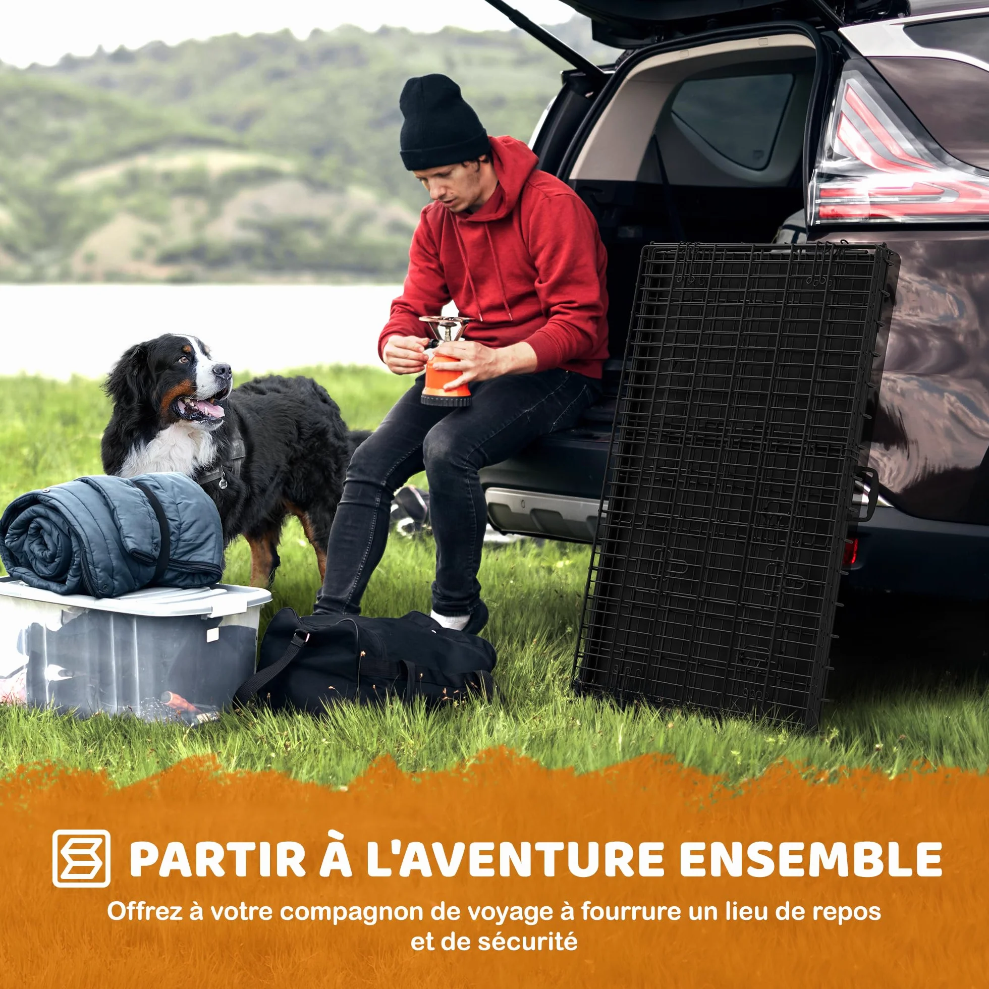 Yaheetech Cage pour Chien Pliable 122x71x78 cm Métal 2 Portes Verrouillables Plateau Amovible
