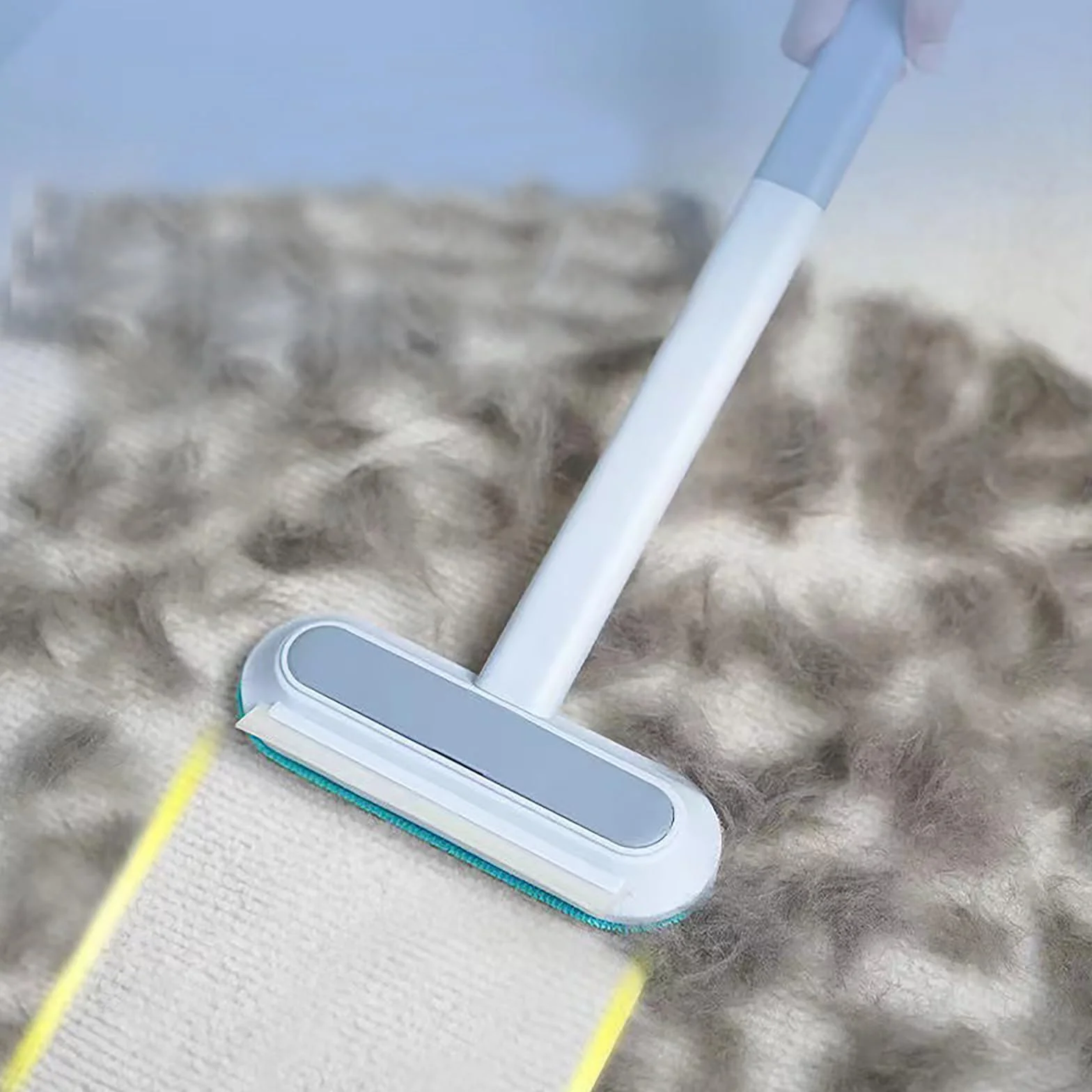 Brosse Anti Poils Animaux Réutilisable 44cm Extensible pour Chat Chien Bleu