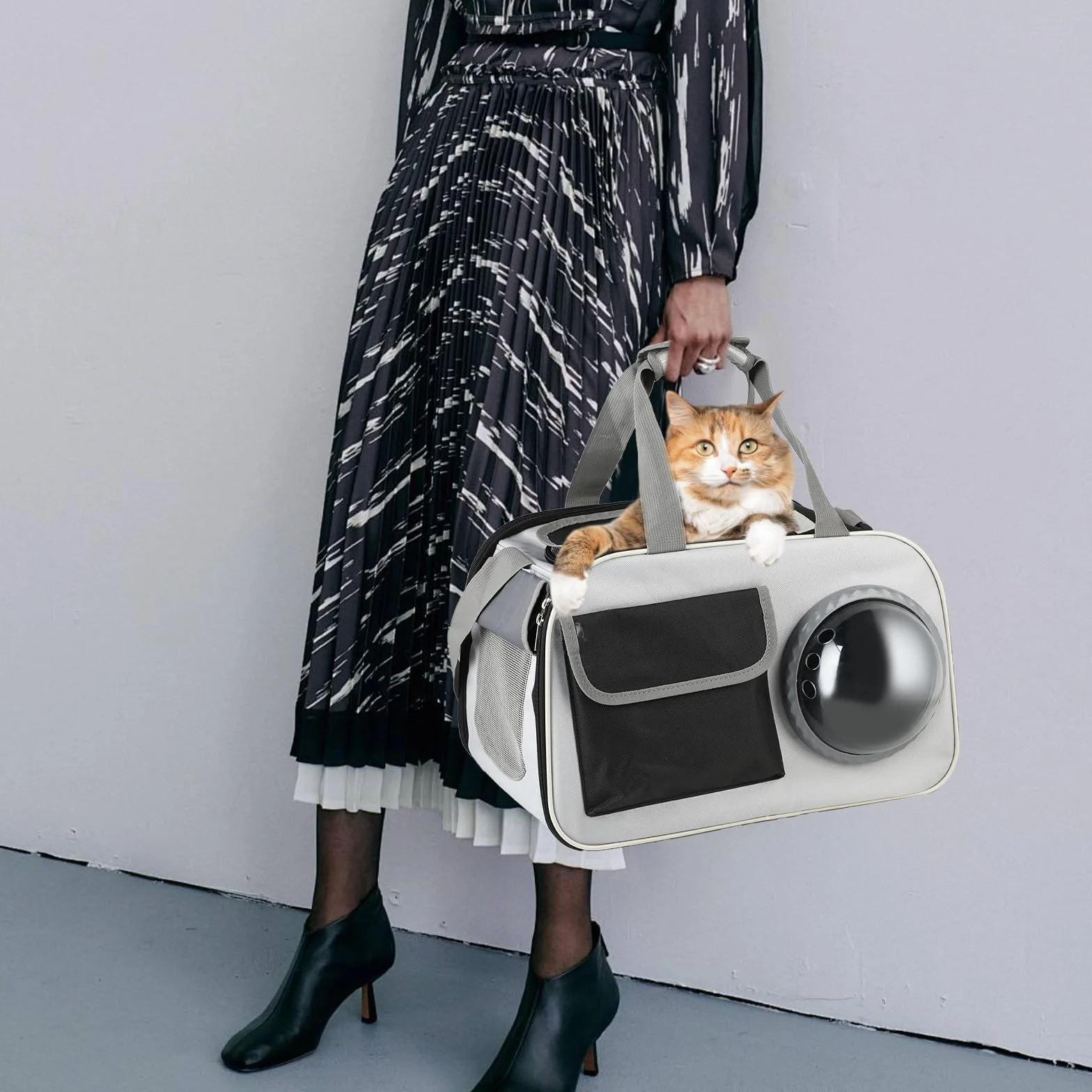 Sac de Transport pour Chat et Chien 45x26x28cm Sac-à-Dos Portable Tissu Respirant Voyage Animaux 8kg Léger Confortable