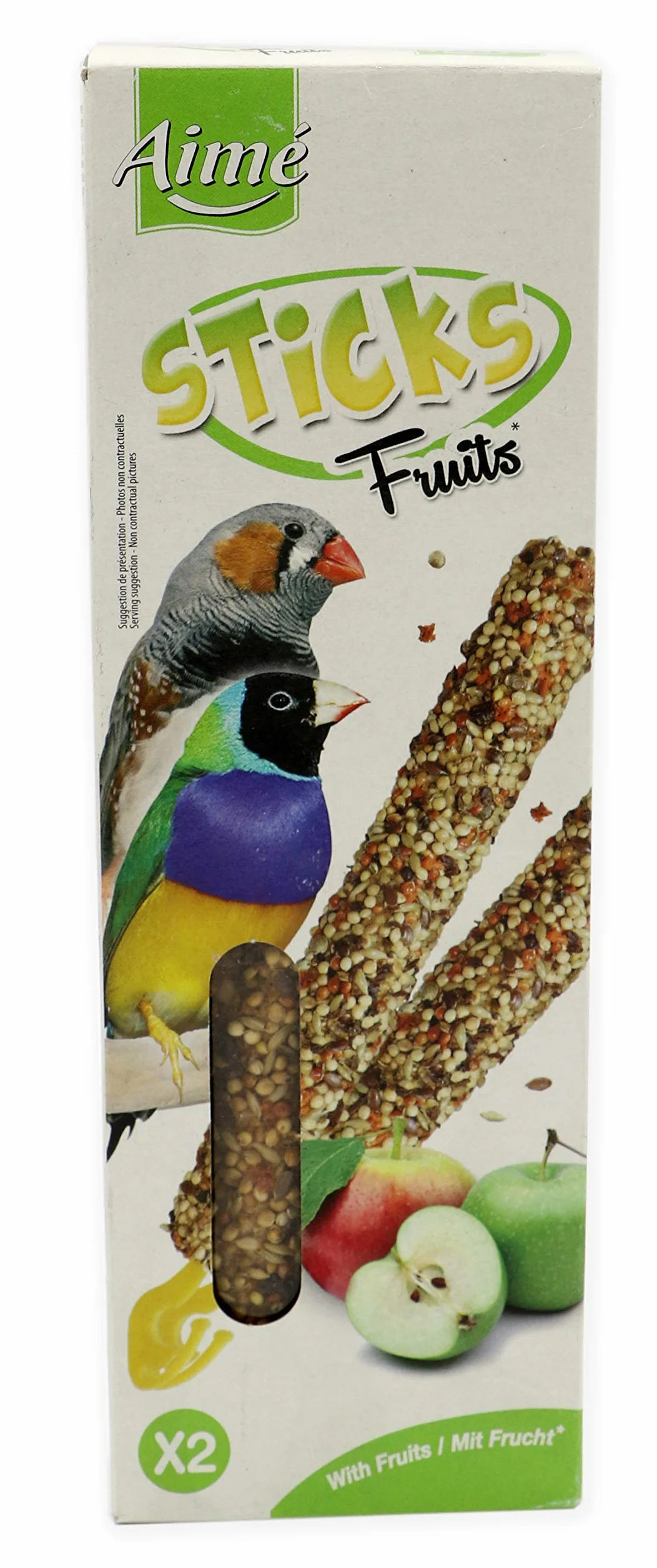 Aime Baguettes aux Fruits pour Oiseaux Exotiques 2 Baguettes Croustillantes