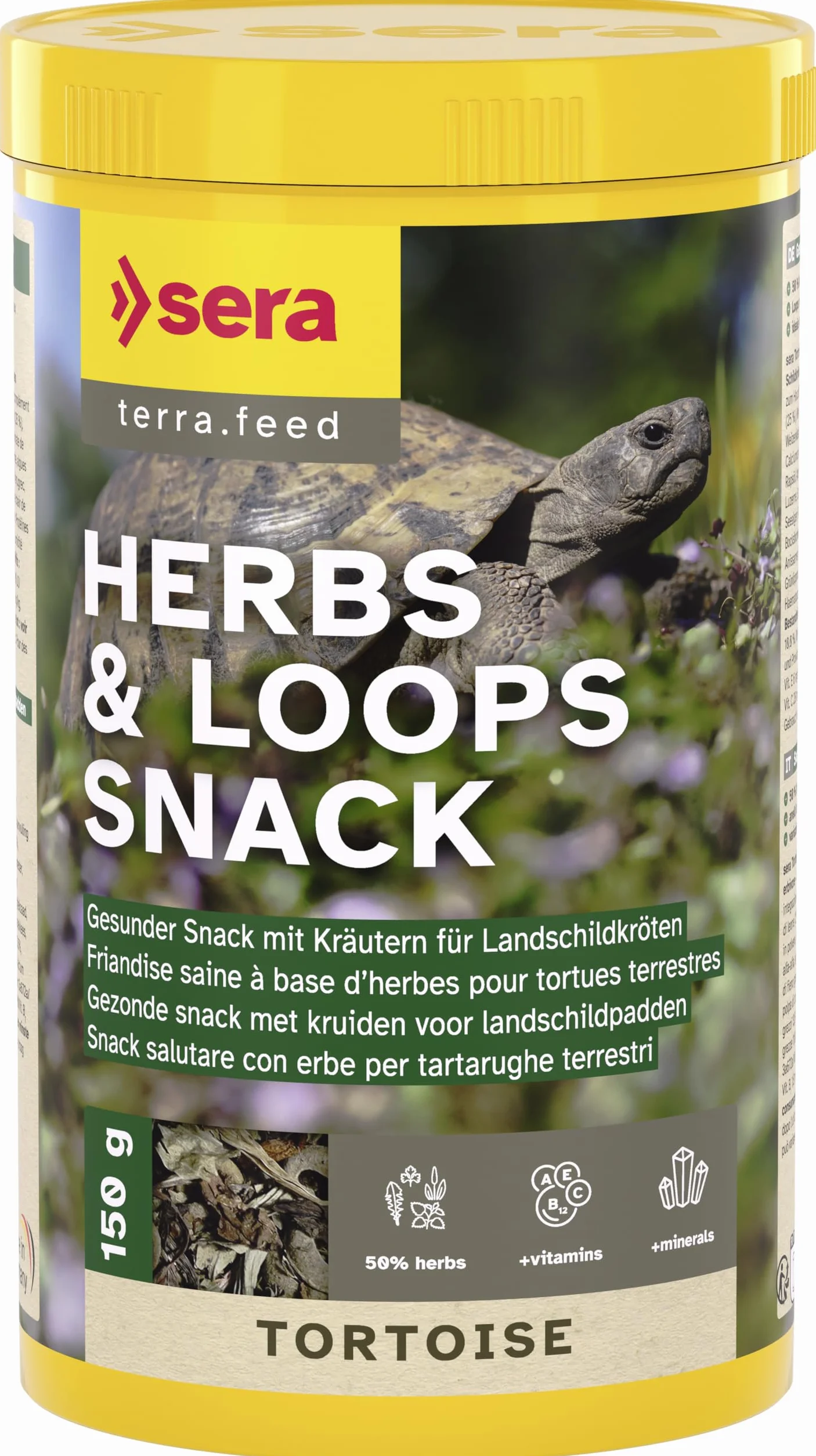 Sera Tortoise Herbs & Loops Snack 1 000 ML (150 g) Aliment complémentaire pour Tortues terrestres herbivores