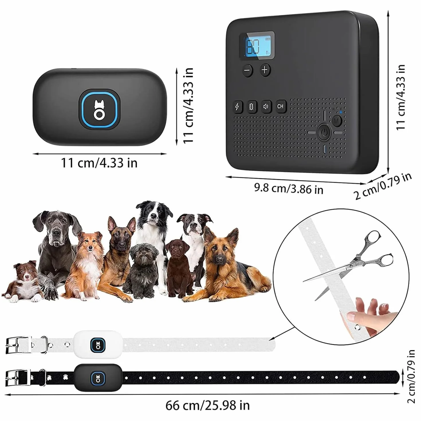 Sans Fil Clôture Chien Système Confinement Électrique Récepteur Collier Dressage Rechargeable IPX7 Vibrations Chocs