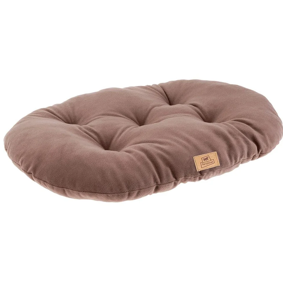 Ferplast Panier Chien Relax, Coussin pour Chiens de Petite Taille, Panier Chats, Tapis Chien Voitures, Lavable, en Tissu Micropolaire avec Rembourrage Doux, 85 x 55 cm. Taupe