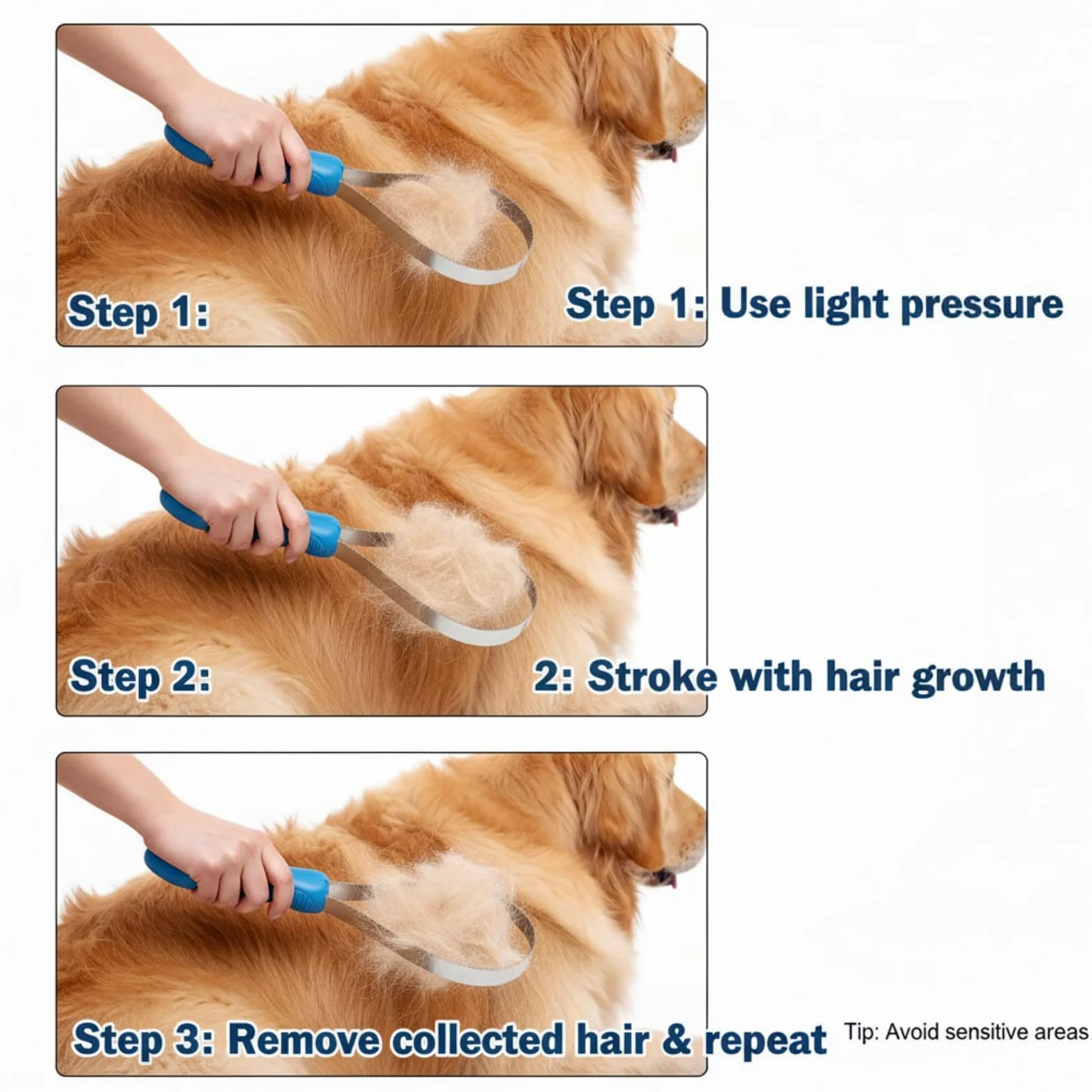 Lame double face pour chien - Pour tous les types de pelage de chien - Brosse avec lame en acier inoxydable