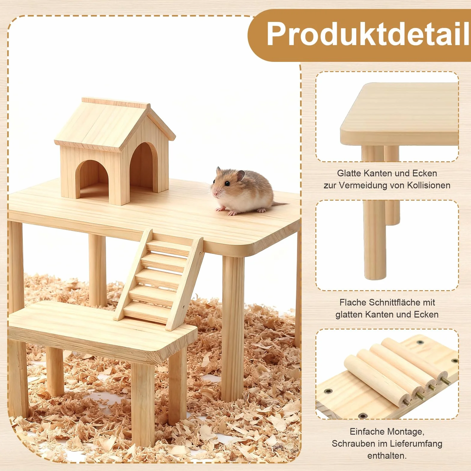 Accessoires pour hamster plates-formes en bois de pin escalade équilibre 25x14x12 cm 15x9x8 cm