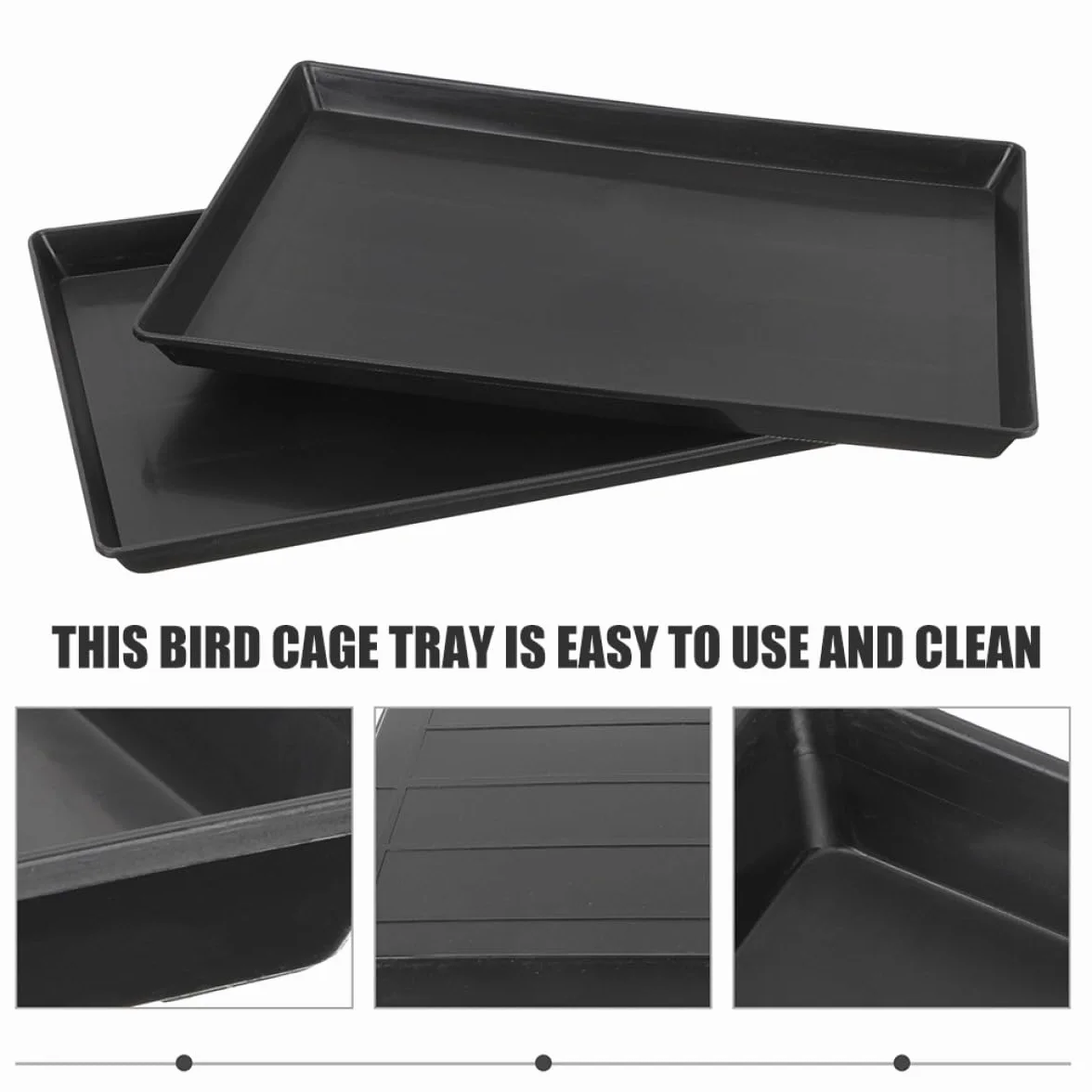 Plateaux en Plastique Noir Plateau de Remplacement pour Cage Lot de 2