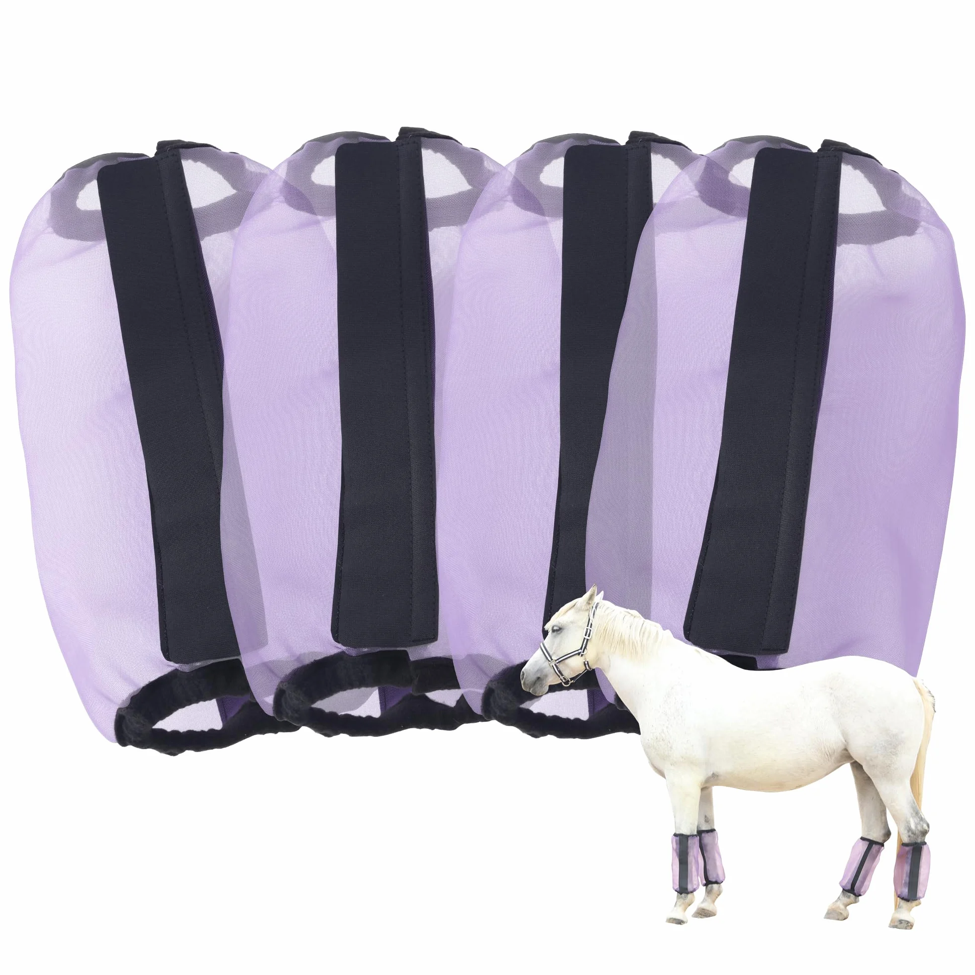 Lot de 4 bottes anti-mouches pour chevaux - Coupe ample - Respirantes - Mailles fines