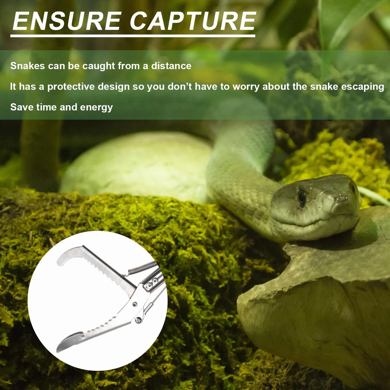 PEUTIER Pince Serpent Mâchoires Larges avec Sac à Serpent Conception Dentelée Outil Manipulation
