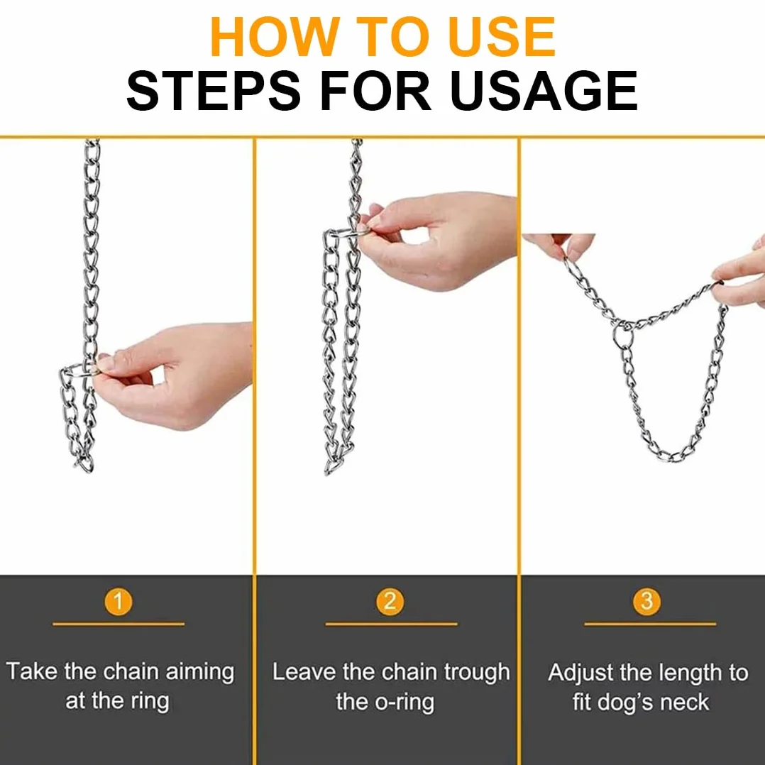 Collier Etrangleur en Acier Inoxydable pour Chien 55cm avec Fermoir Sécurisé
