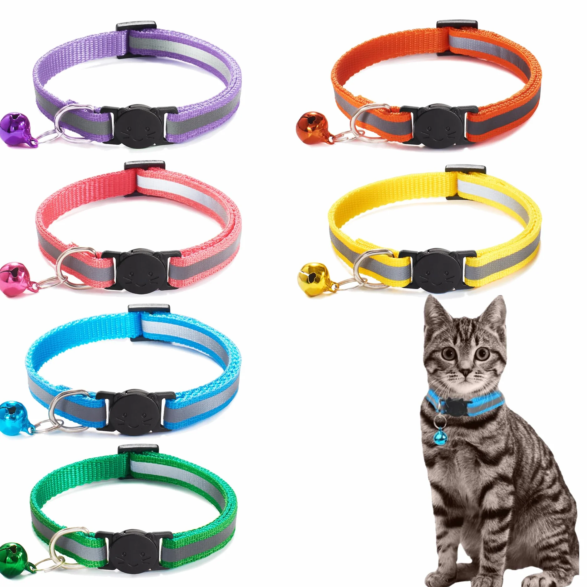 Colliers Chats Réfléchissants Anti-Étranglement Réglables 19-32cm