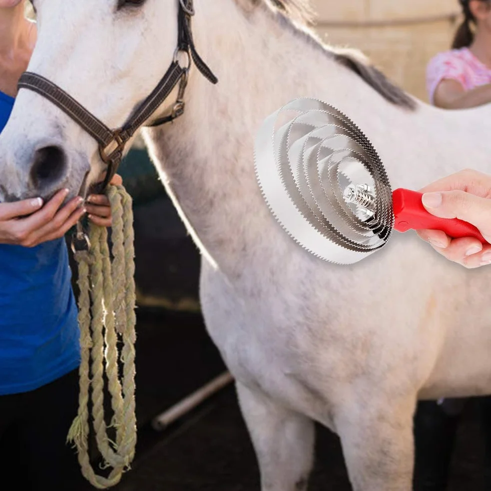 Brosse à cheval professionnelle, peigne à curry pour soins équins, ensemble de toilettage pour grands chevaux