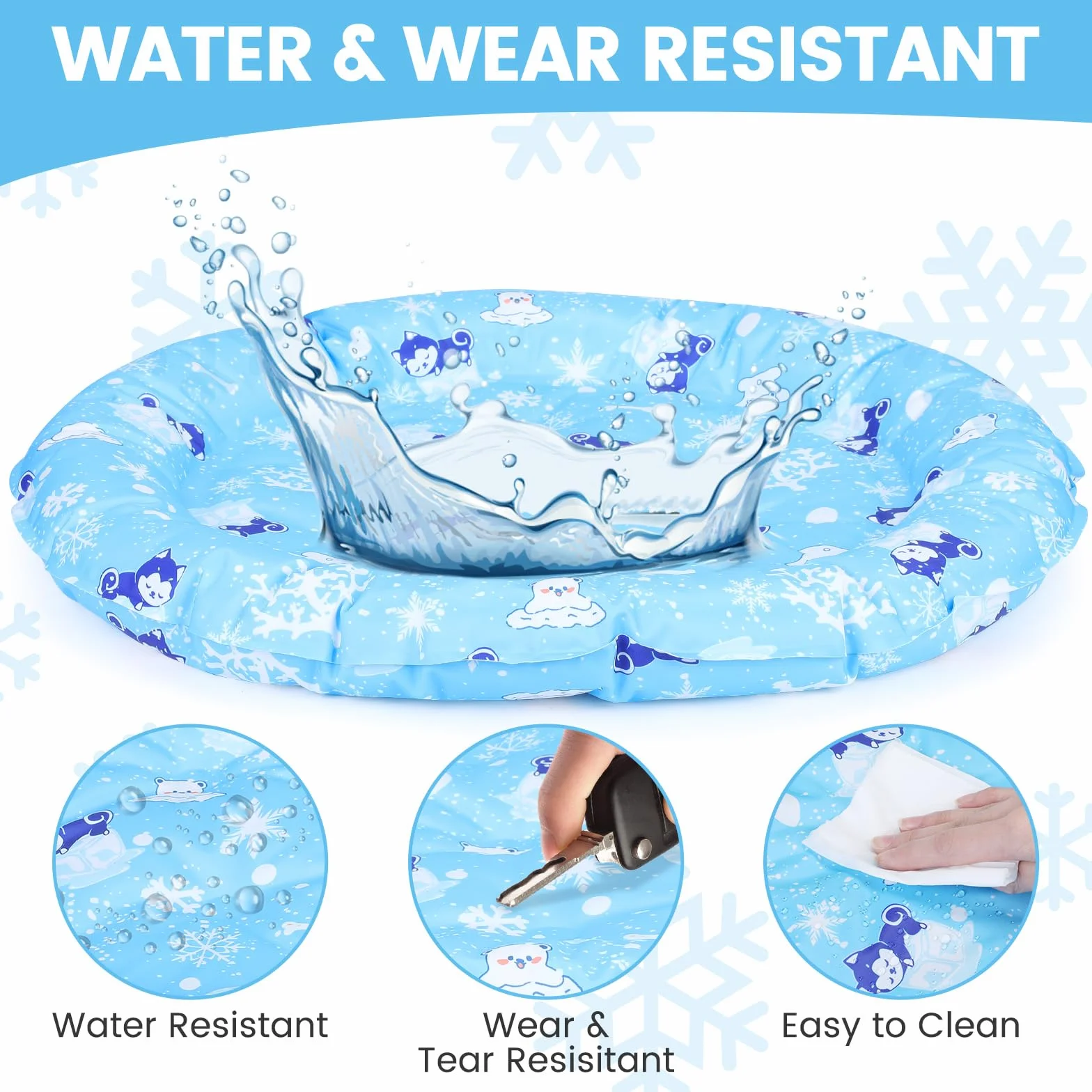 HAPPY HACHI Tapis Rafraîchissant Chien Chat Diamètre 55 cm Coussin Refroidissant Gel Auto-Rafraîchissant sans Électricité Été Maison Extérieur