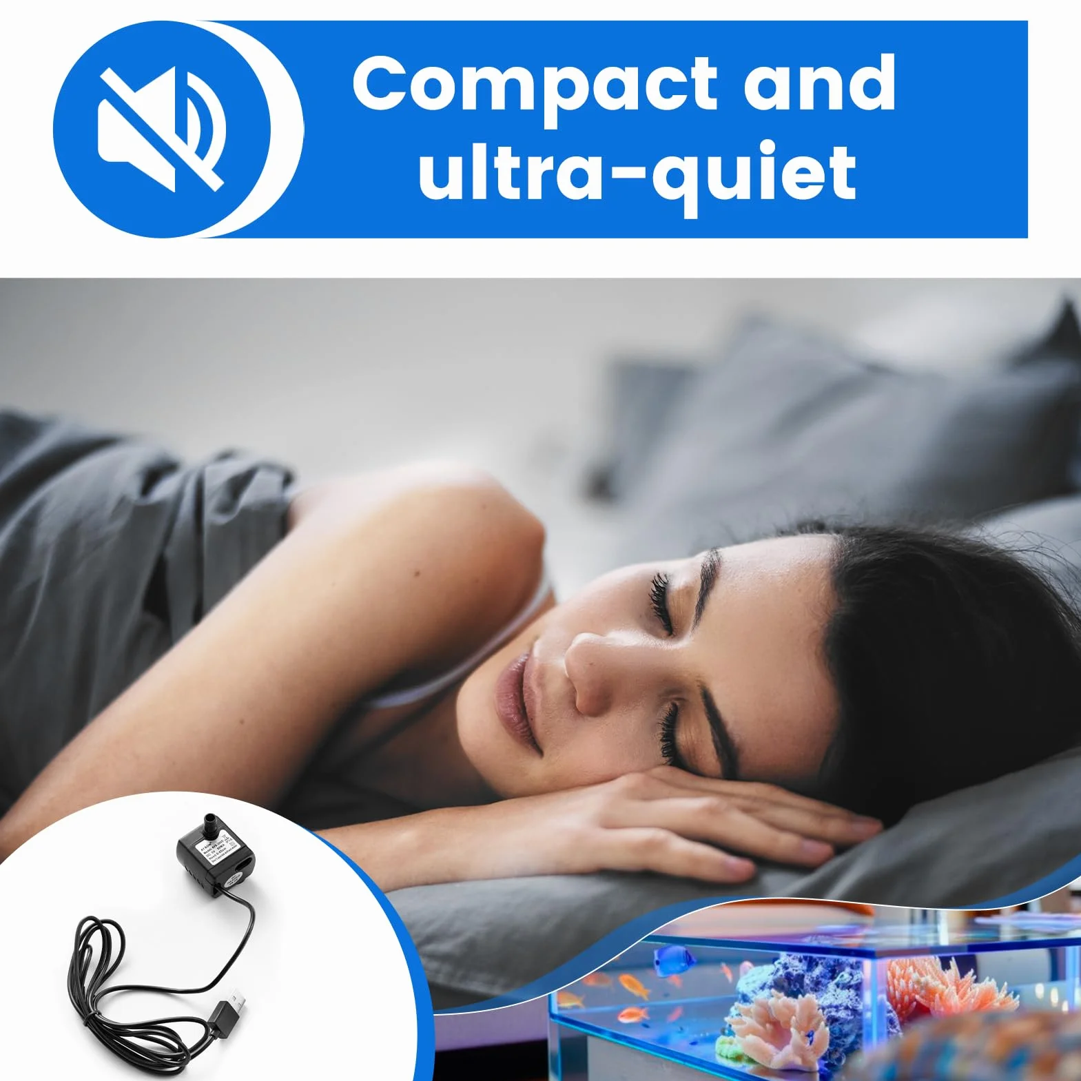 Mini Pompe à Eau Submersible USB DC 5V 200L/H Ultra Silencieuse pour Aquarium Fontaine Étang