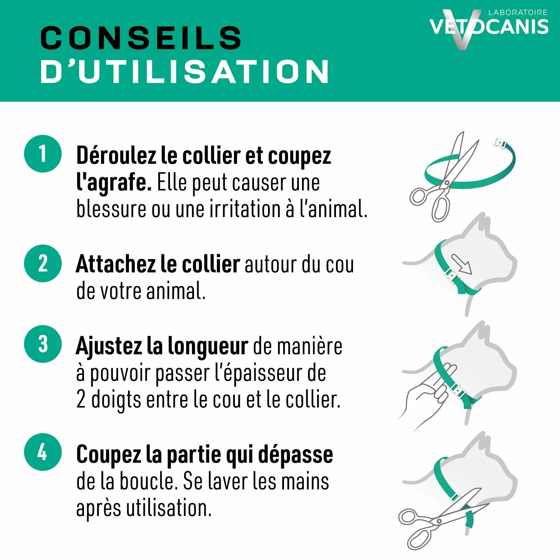 Collier anti-puces et anti-tiques pour chaton Vetocanis - Protection antiparasitaire 3 mois résistant à l'eau