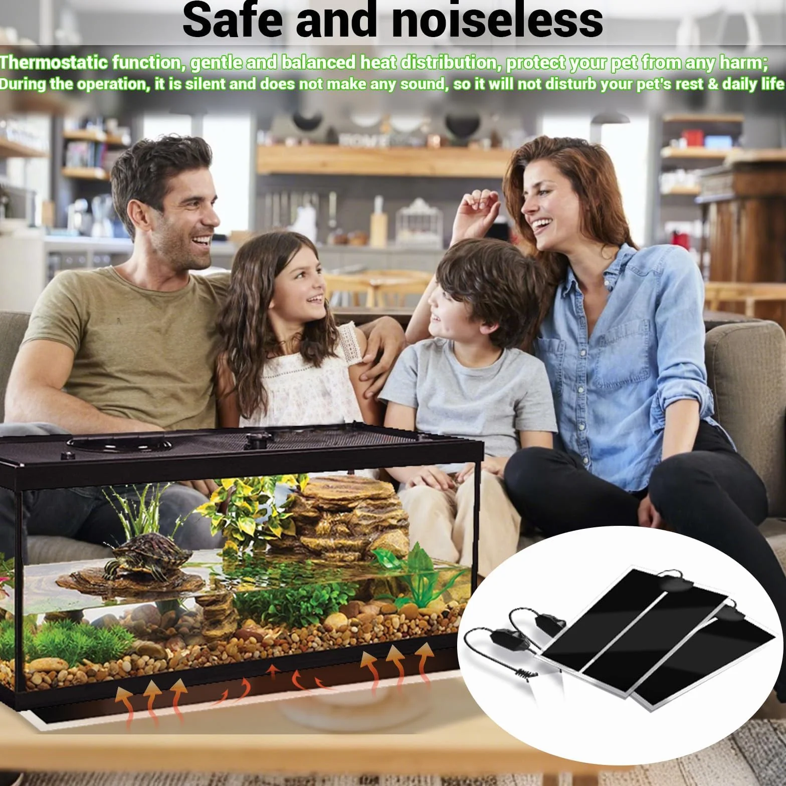 Tapis Chauffant Reptiles avec Thermostat 7W Imperméable pour Tortue Serpents Lézards Geckos