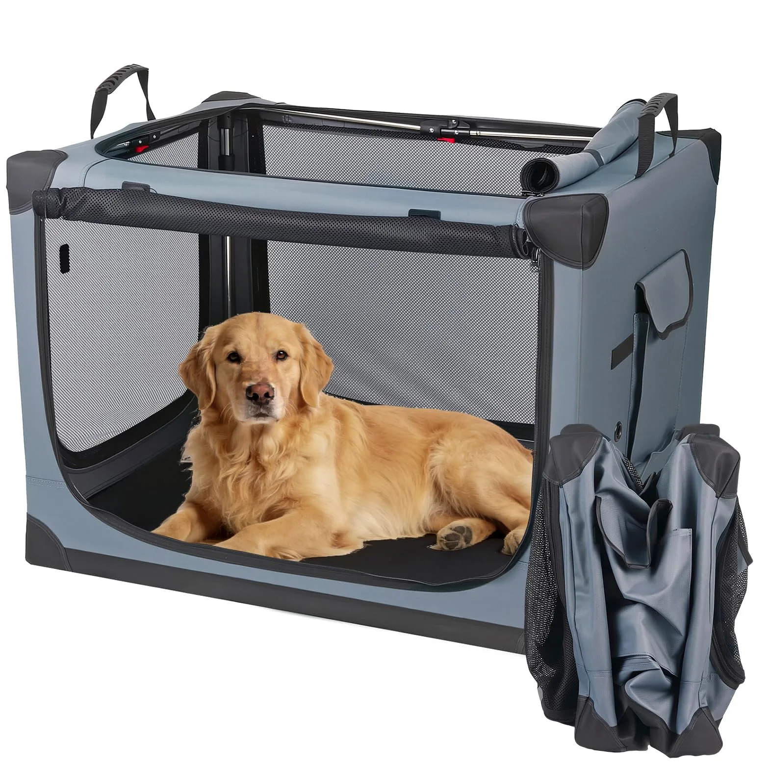 Sac de Transport Chien 85x64x60 cm, Pliable Caisse de Transport pour Chien, Caisse Transport Voiture Cage Chien Panier, Caisse Pliable Animaux de Compagnie pour la Maison et Les Voyages