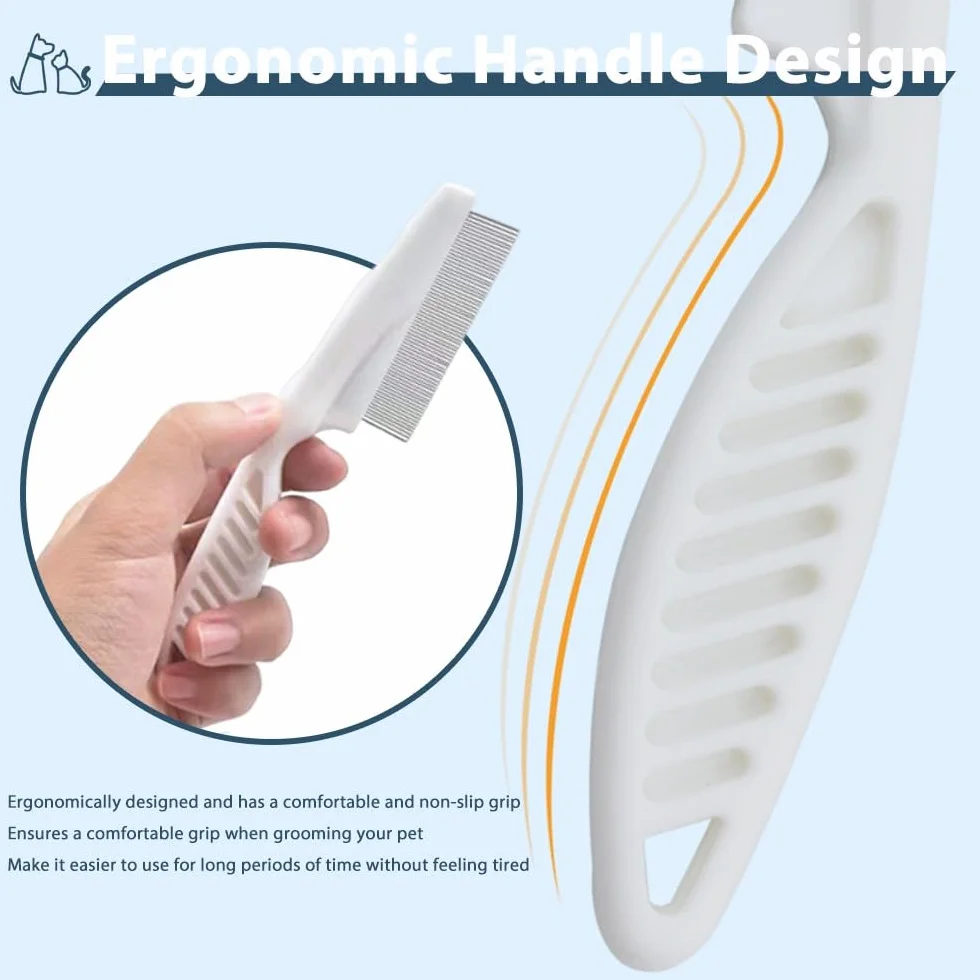 Peigne anti-puces pour chat et chien en acier inoxydable - Blanc