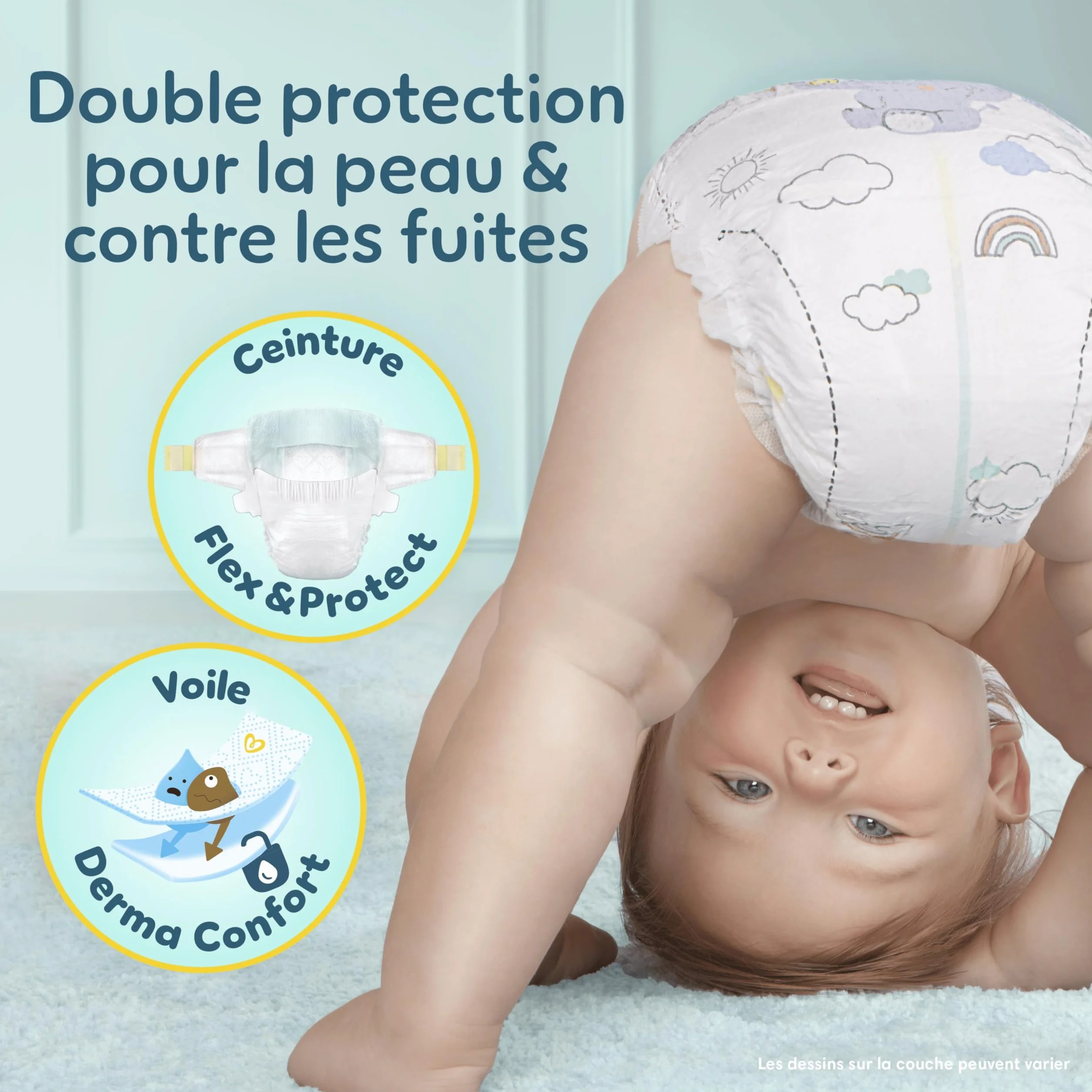 Pampers Premium Protection Taille 3, 148 Couches, 6kg-10kg, Pack 1 Mois + 10 Lingettes