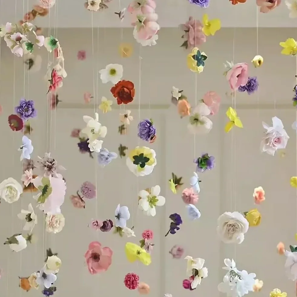 Kit Rideaux de Porte Floraux 20 Pièces Fleurs Artificielles Flottantes Mariage