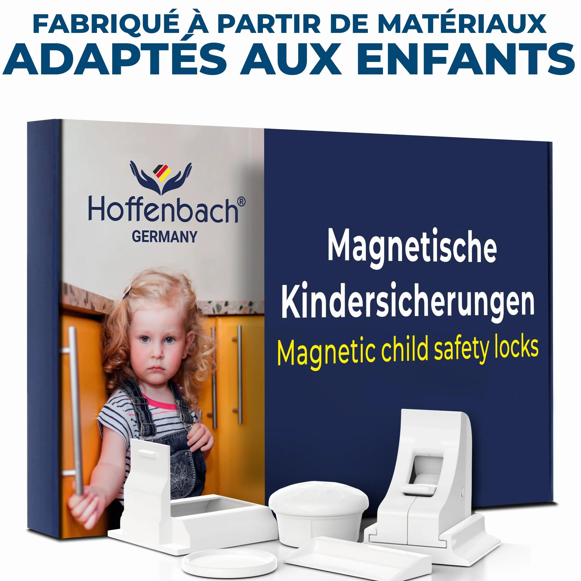 Hoffenbach Serrure Magnétique Invisible Sécurité Enfant 12 Verrous 3 Clés Protection Placards Portes Tiroirs Blanc