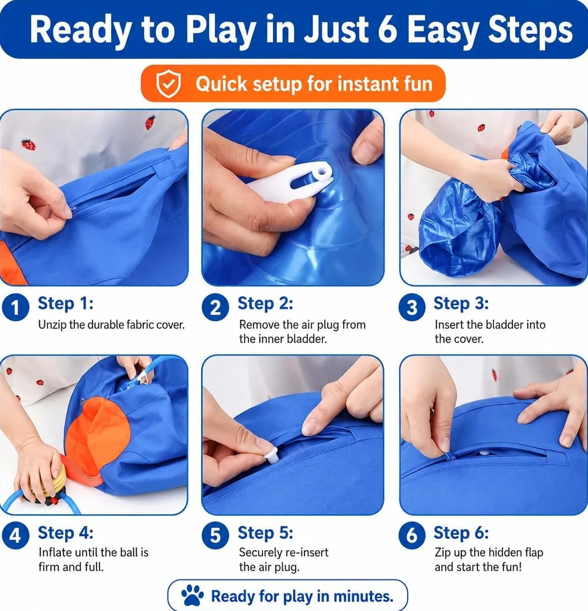 Ballon Chien Interactif Ultra-Résistant - Ballon Increvable pour Chien Actif, Jouet Indestructible Grande Taille pour Extérieur, Stimule l'Instinct de Poursuite (A, 55cm)